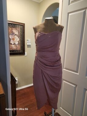 DO+BE Strapless Sweetheart Midi Dress in Mauve Pink